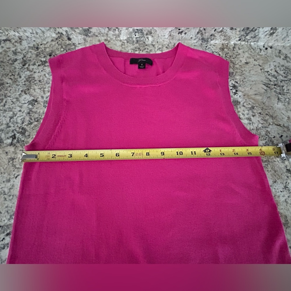 J. Crew Barbie Core Magenta Pink Knit Sleeveless Sweater Tank Top Size S - Picture 9 of 10